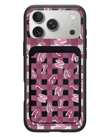 iPhone Magnetic Wallet Case - Checkered Monogram 2.0