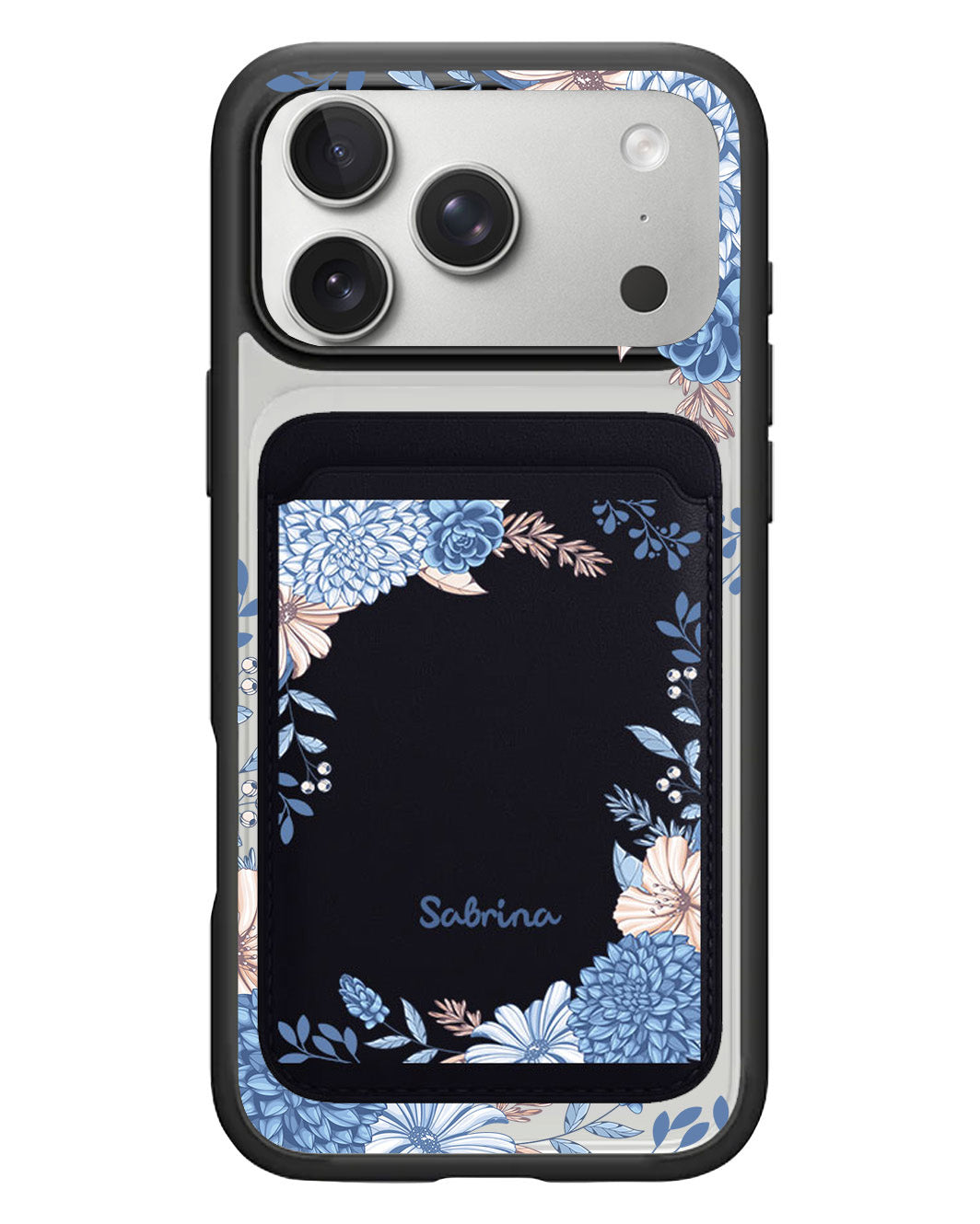 iPhone Magnetic Wallet Case - Blue Florals