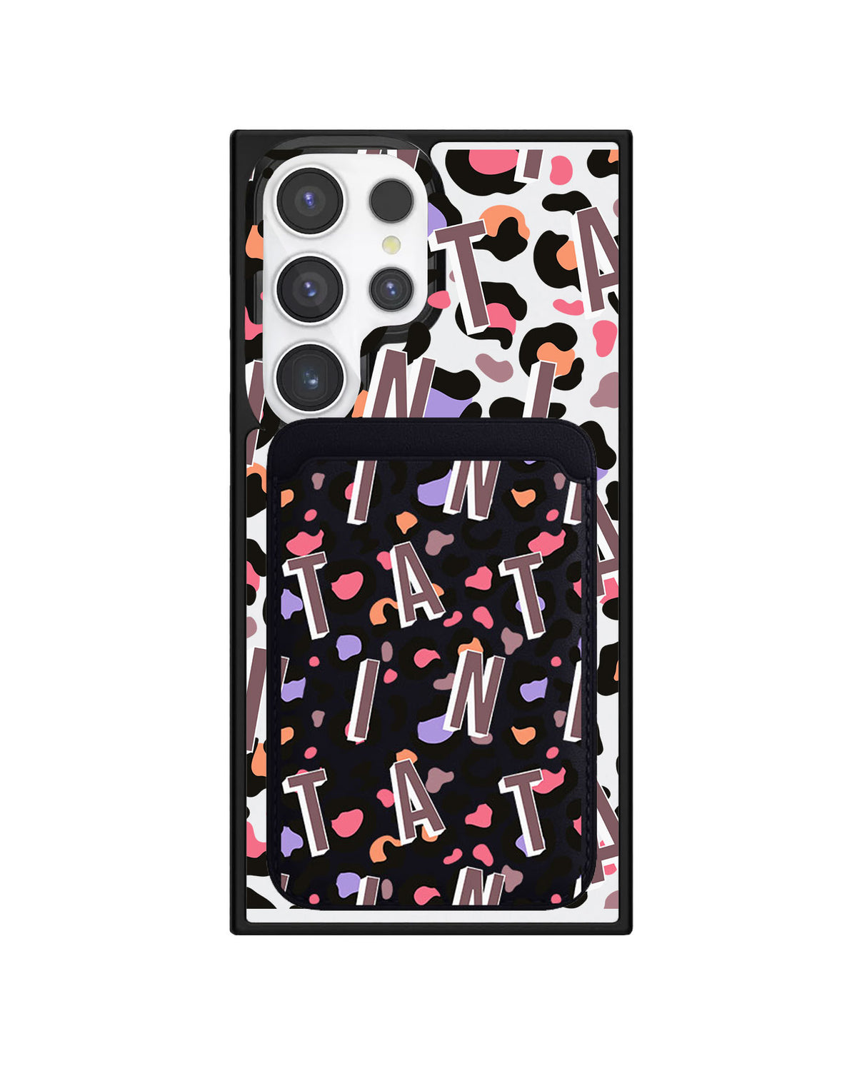 Android Magnetic Wallet Case - Leopard Monogram 5.0