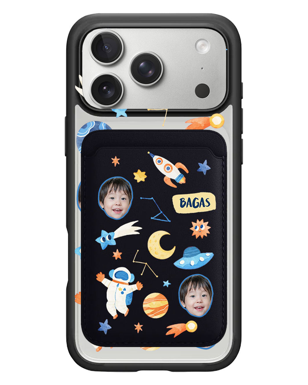iPhone Magnetic Wallet Case - Face Grid Astronout