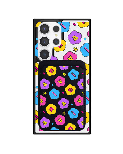 Android Magnetic Wallet Case - Flower Petals Monogram 4.0