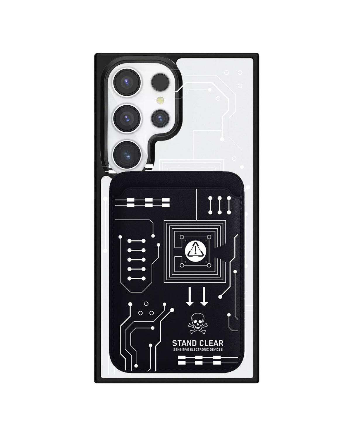 Android Magnetic Wallet Case - Circuit White