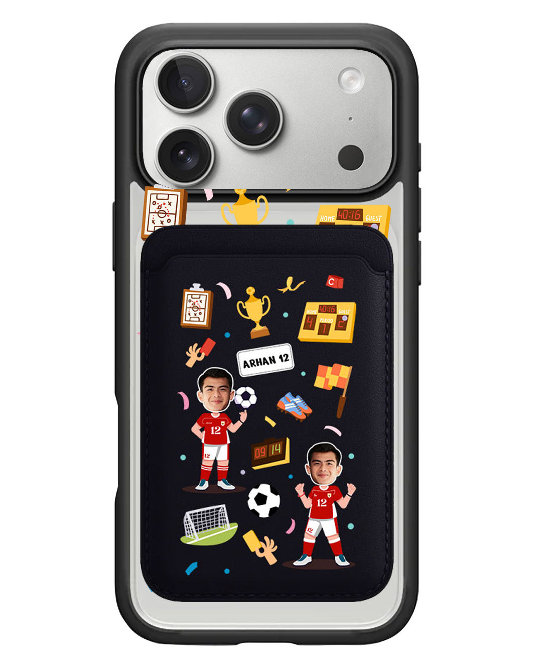 iPhone Magnetic Wallet Case - Face Grid Dream Soccer