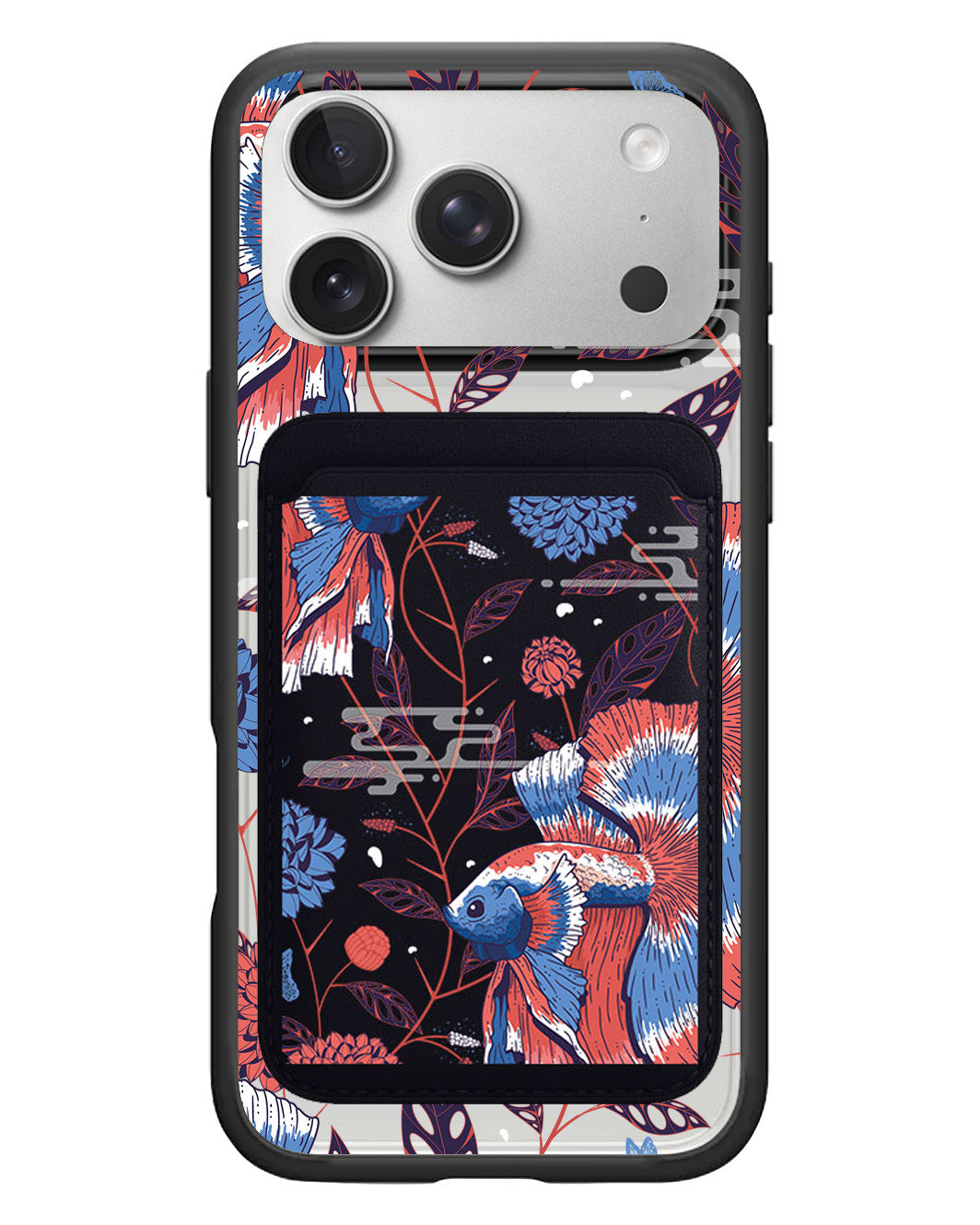 iPhone Magnetic Wallet Case - Fish & Floral 2.0