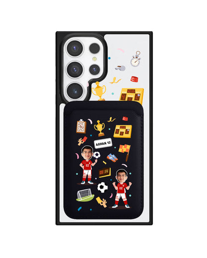 Android Magnetic Wallet Case - Face Grid Dream Soccer