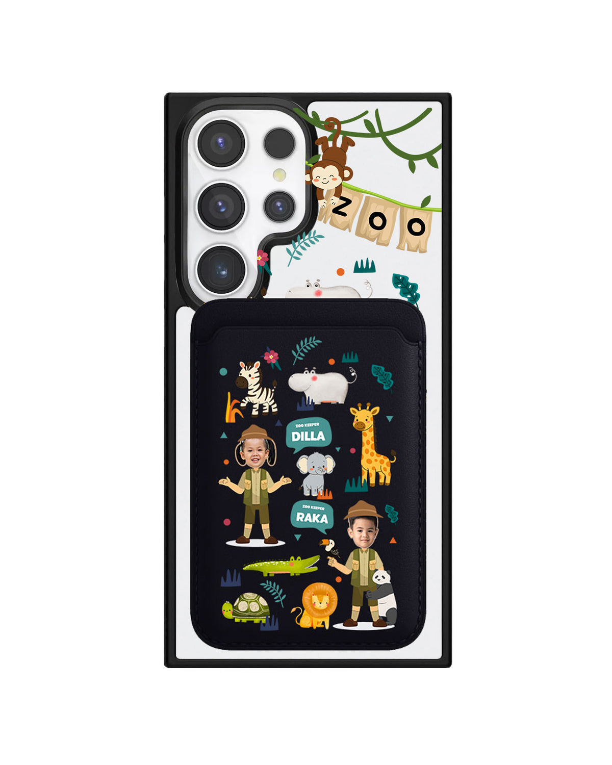 Android Magnetic Wallet Case - Face Grid Dream Zoo Keeper