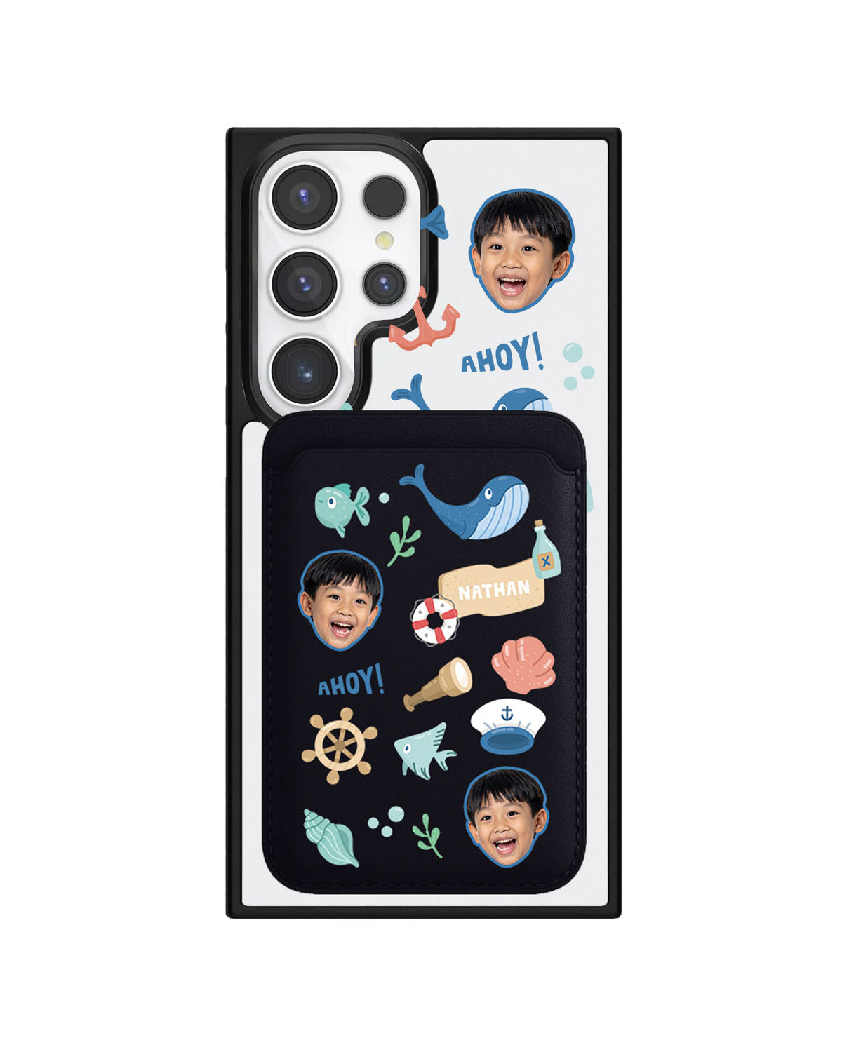 Android Magnetic Wallet Case - Face Grid Sailor