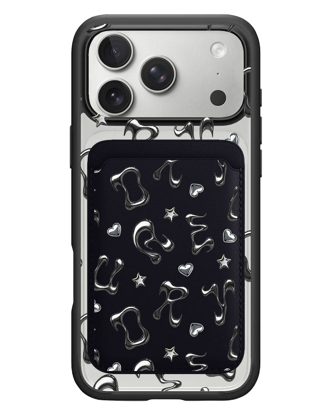 iPhone Magnetic Wallet Case - Chrome Monogram 2.0
