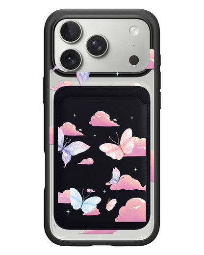 iPhone Magnetic Wallet Case - Butterfly & Clouds