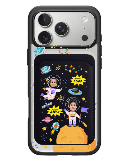 iPhone Magnetic Wallet Case - Face Grid Dream Astronaut