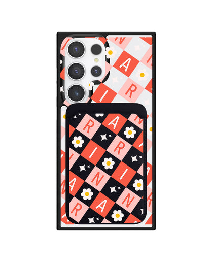 Android Magnetic Wallet Case - Flower Grid Monogram 2.0