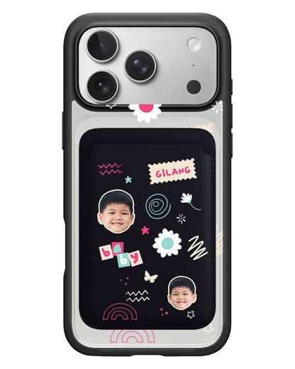 iPhone Magnetic Wallet Case - Face Grid Abstract