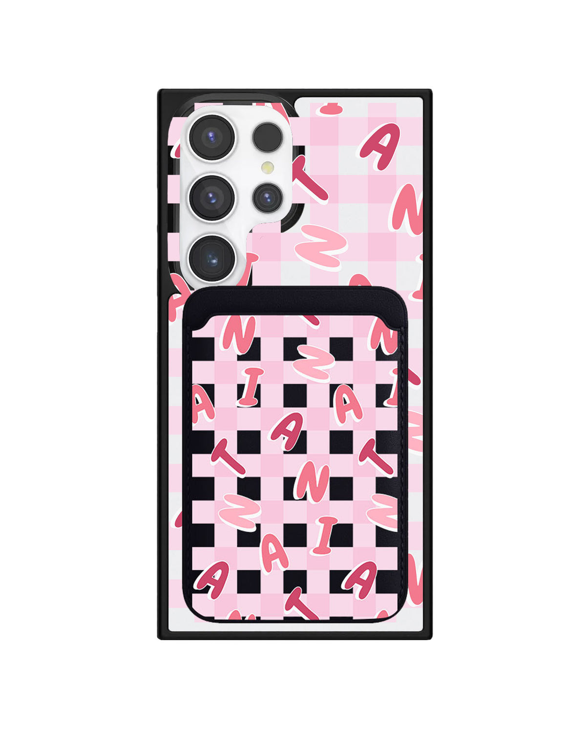 Android Magnetic Wallet Case - Checkered Monogram 1.0