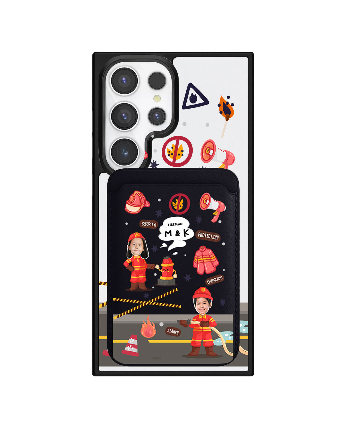 Android Magnetic Wallet Case - Face Grid Dream Firefighter