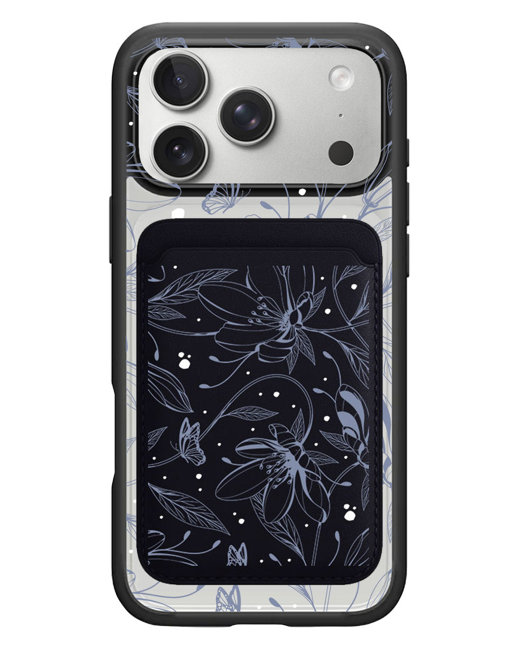 iPhone Magnetic Wallet Case - Sketchy Flower & Butterfly 2.0