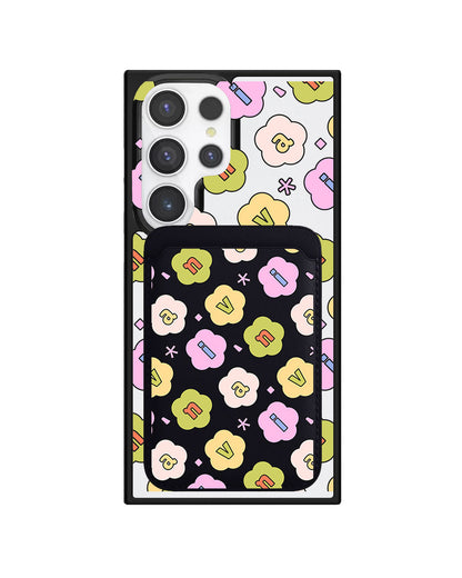 Android Magnetic Wallet Case - Flower Petals Monogram 1.0