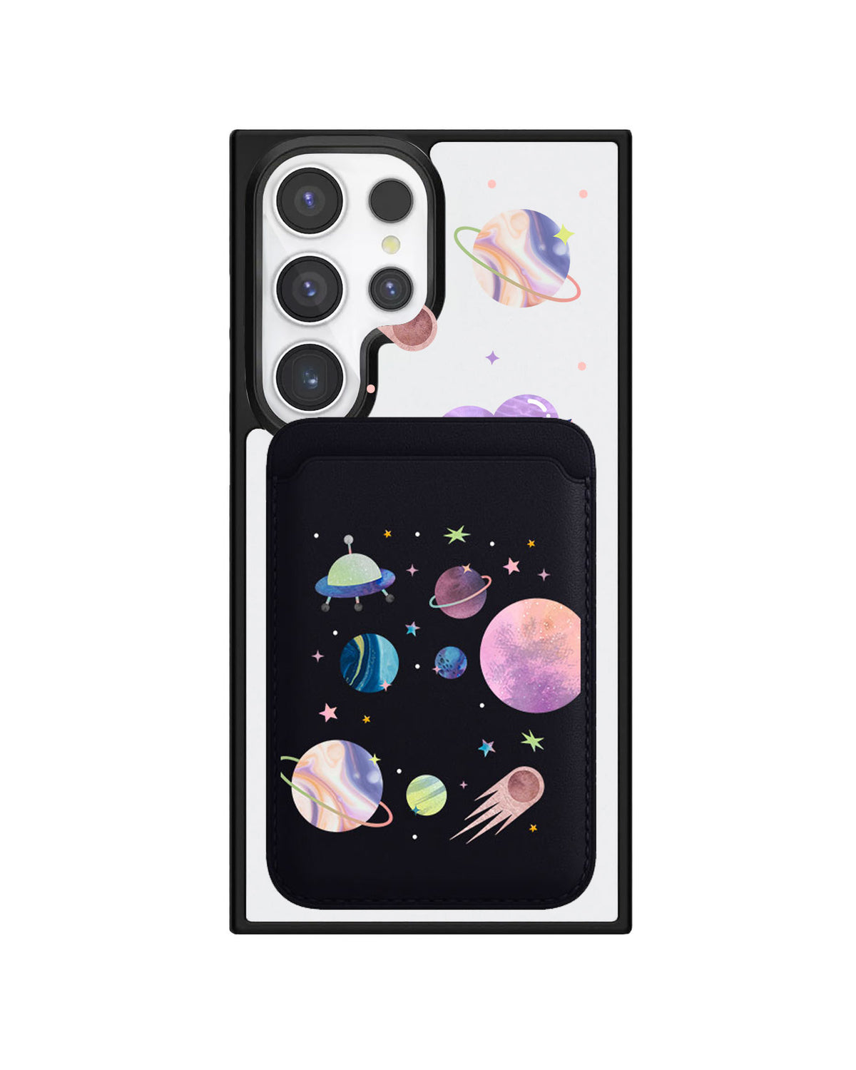 Android Magnetic Wallet Case - Pink Planet