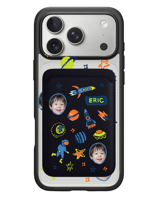 iPhone Magnetic Wallet Case - Face Grid Galaxy