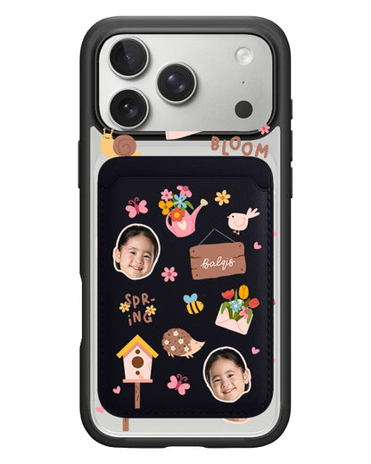 iPhone Magnetic Wallet Case - Face Grid Spring Bloom