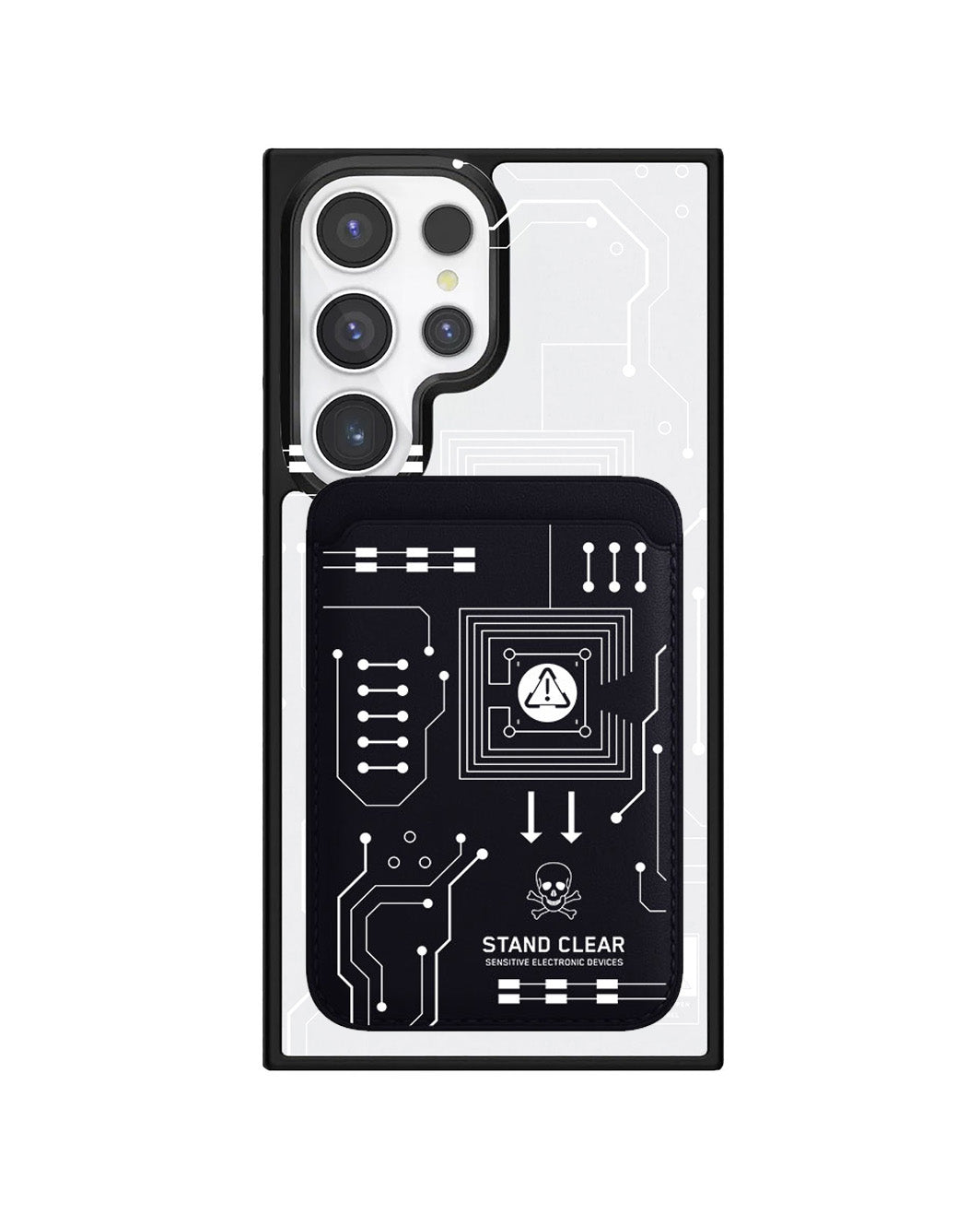 Android Magnetic Wallet Case - Circuit White