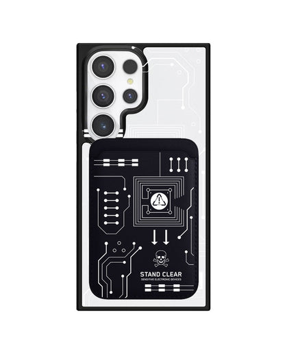 Android Magnetic Wallet Case - Circuit White