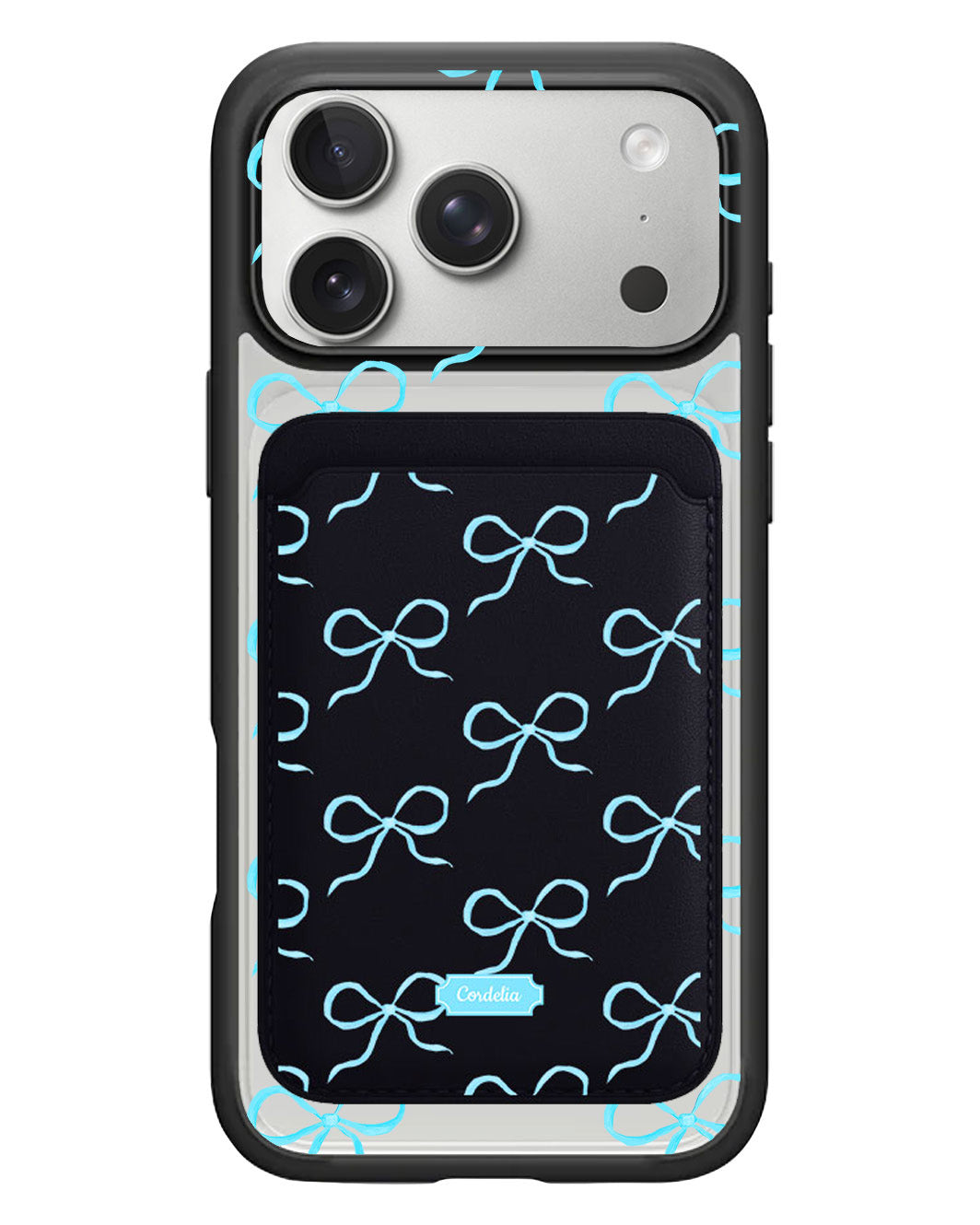 iPhone Magnetic Wallet Case - Coquette Blue Bow