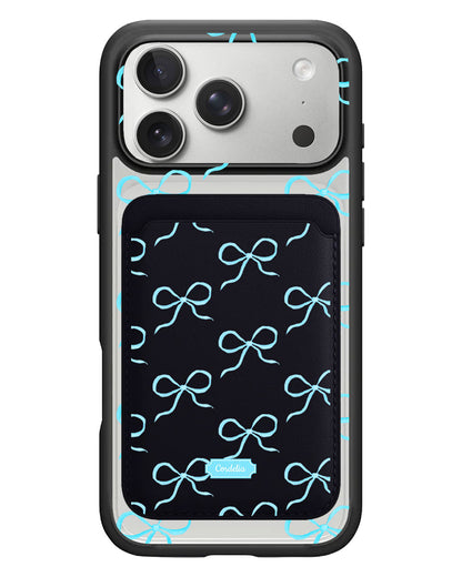 iPhone Magnetic Wallet Case - Coquette Blue Bow