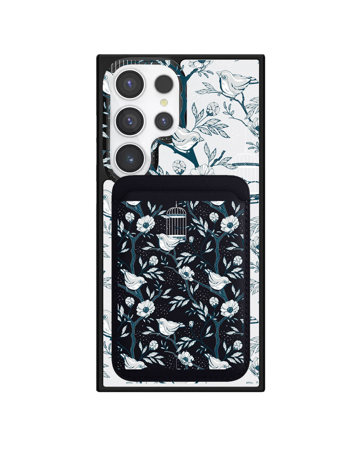 Android Magnetic Wallet Case - Lovebird Monochrome
