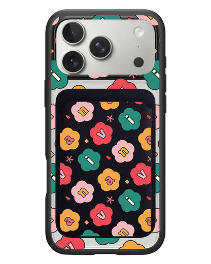 iPhone Magnetic Wallet Case - Flower Petals Monogram 3.0