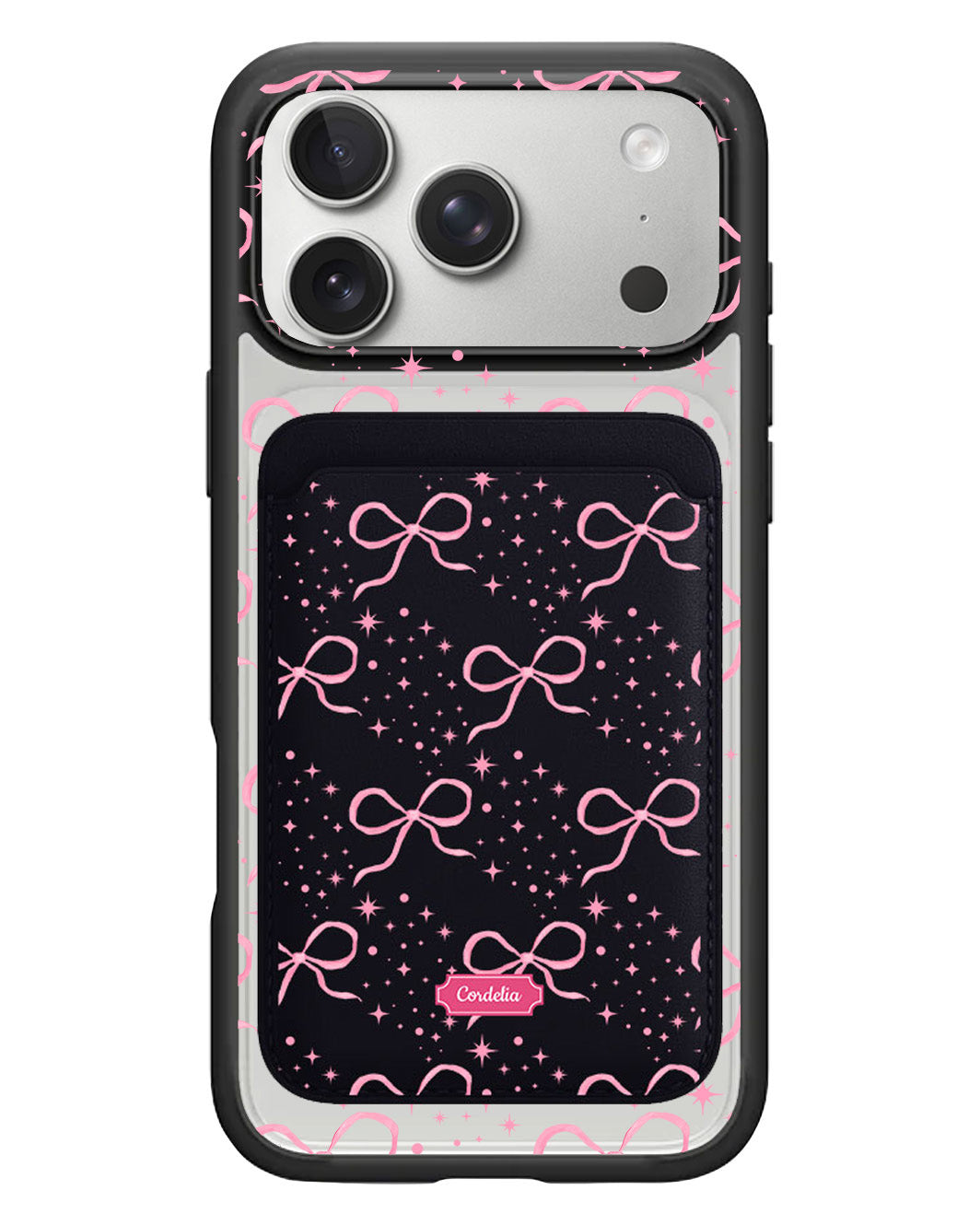 iPhone Magnetic Wallet Case - Coquette Glittery Bow