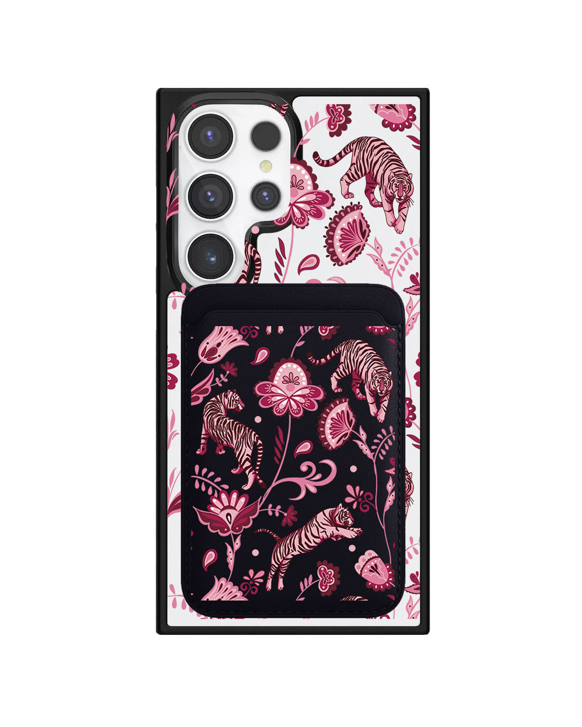 Android Magnetic Wallet Case - Tiger & Floral 2.0