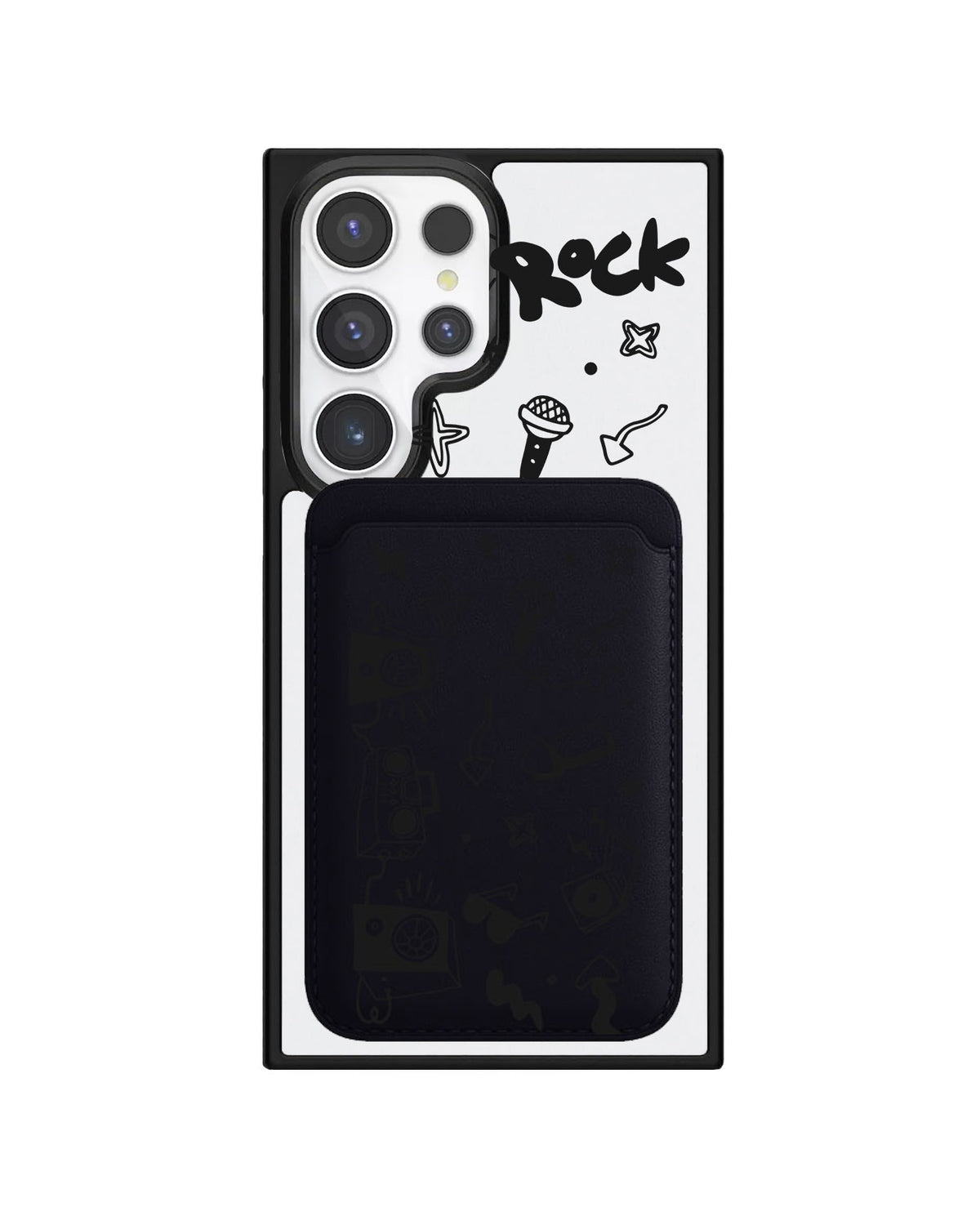 Android Magnetic Wallet Case - Rock N Roll Black
