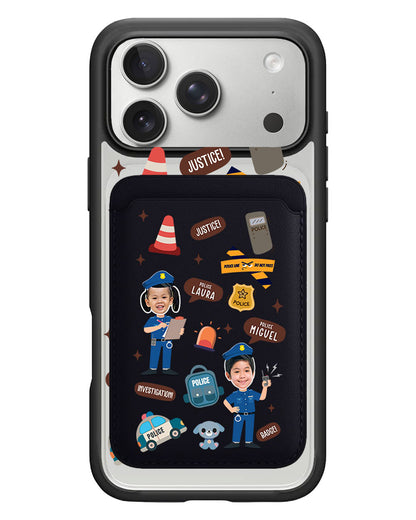 iPhone Magnetic Wallet Case - Face Grid Dream Police
