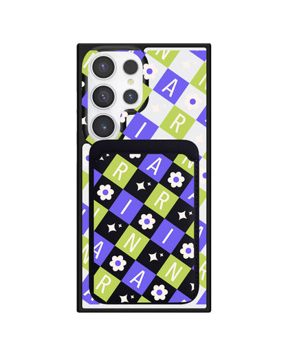 Android Magnetic Wallet Case - Flower Grid Monogram 5.0