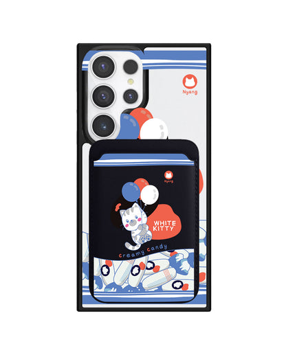 Android Magnetic Wallet Case - White Kitty