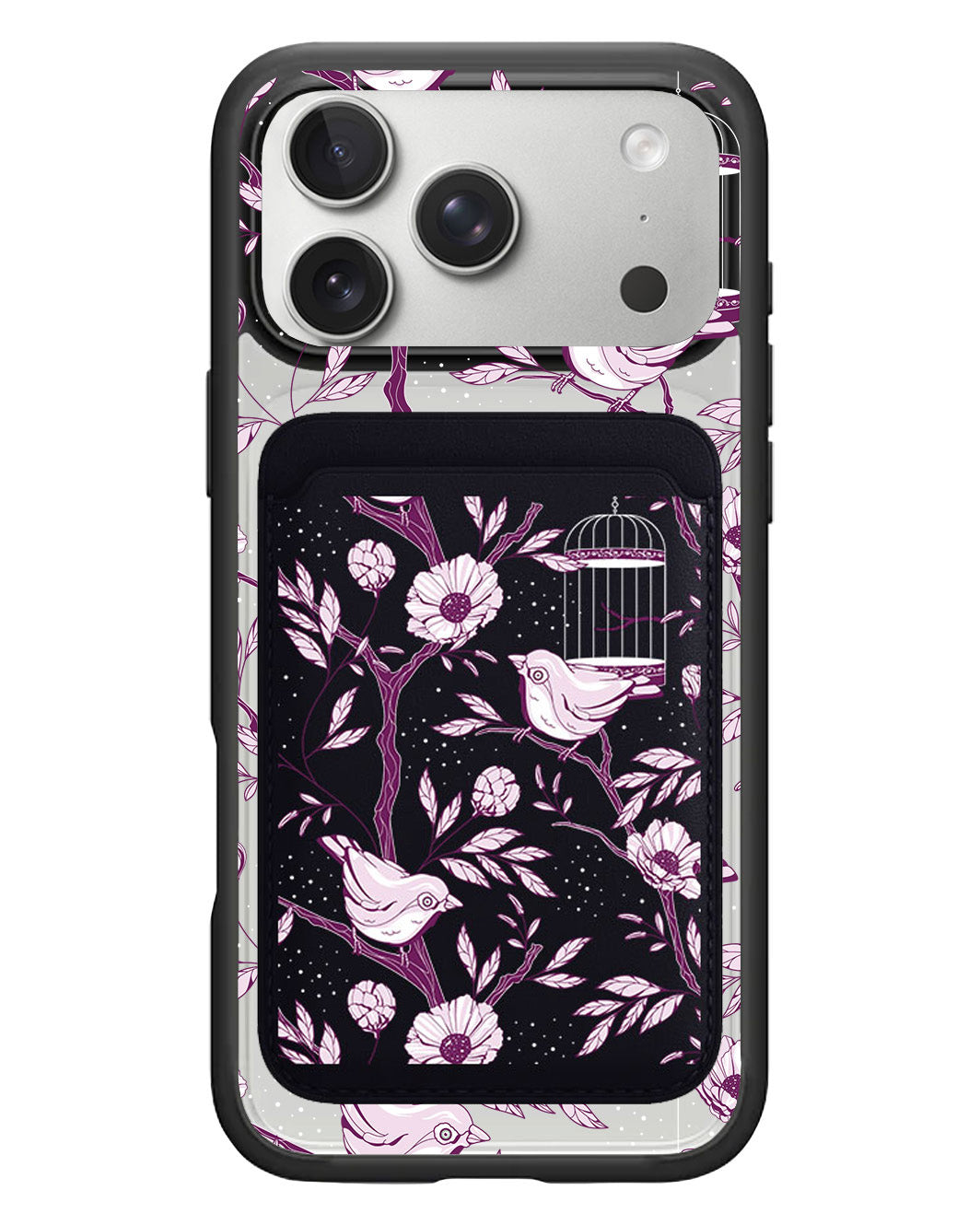 iPhone Magnetic Wallet Case - Lovebird Monochrome 5.0