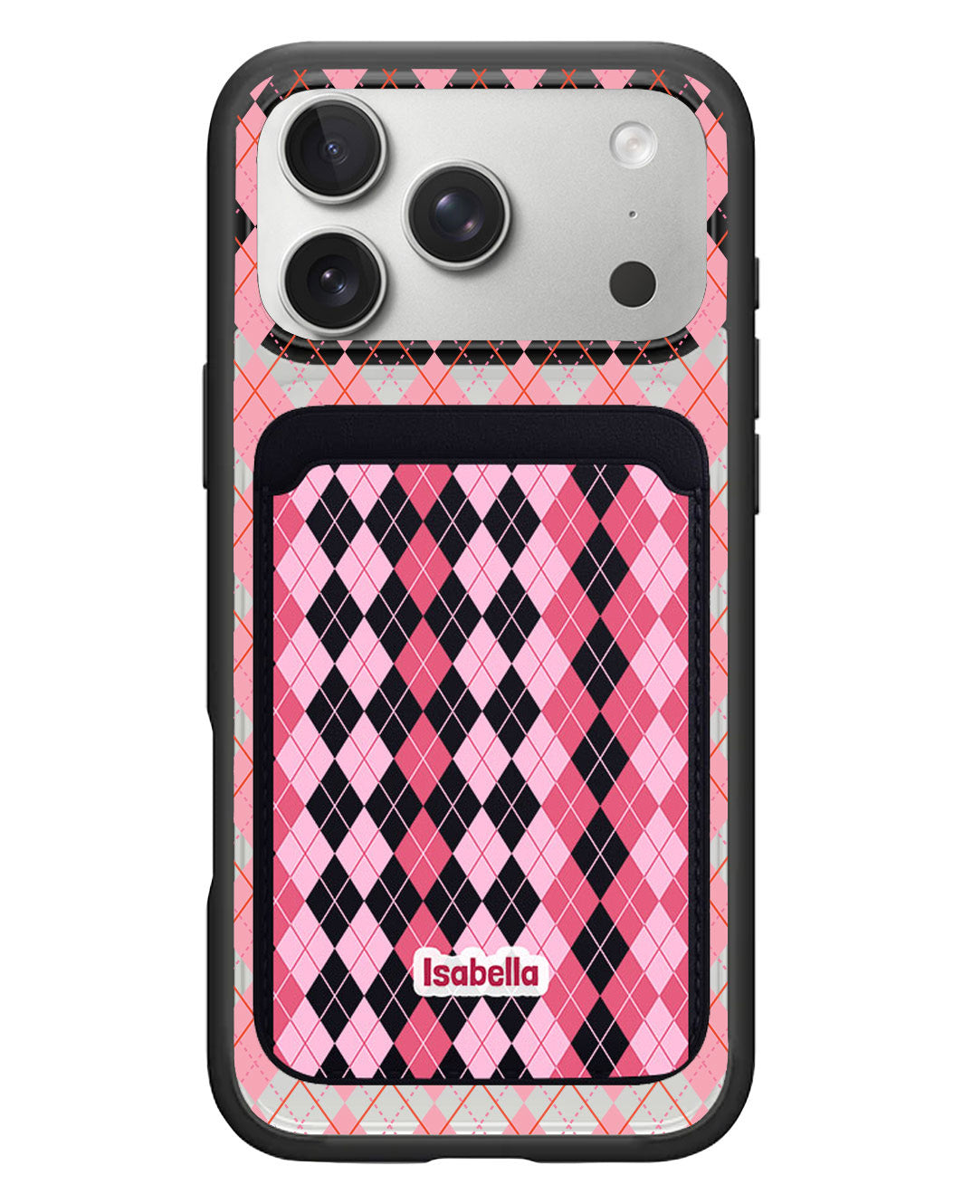 iPhone Magnetic Wallet Case - Pink Argyle