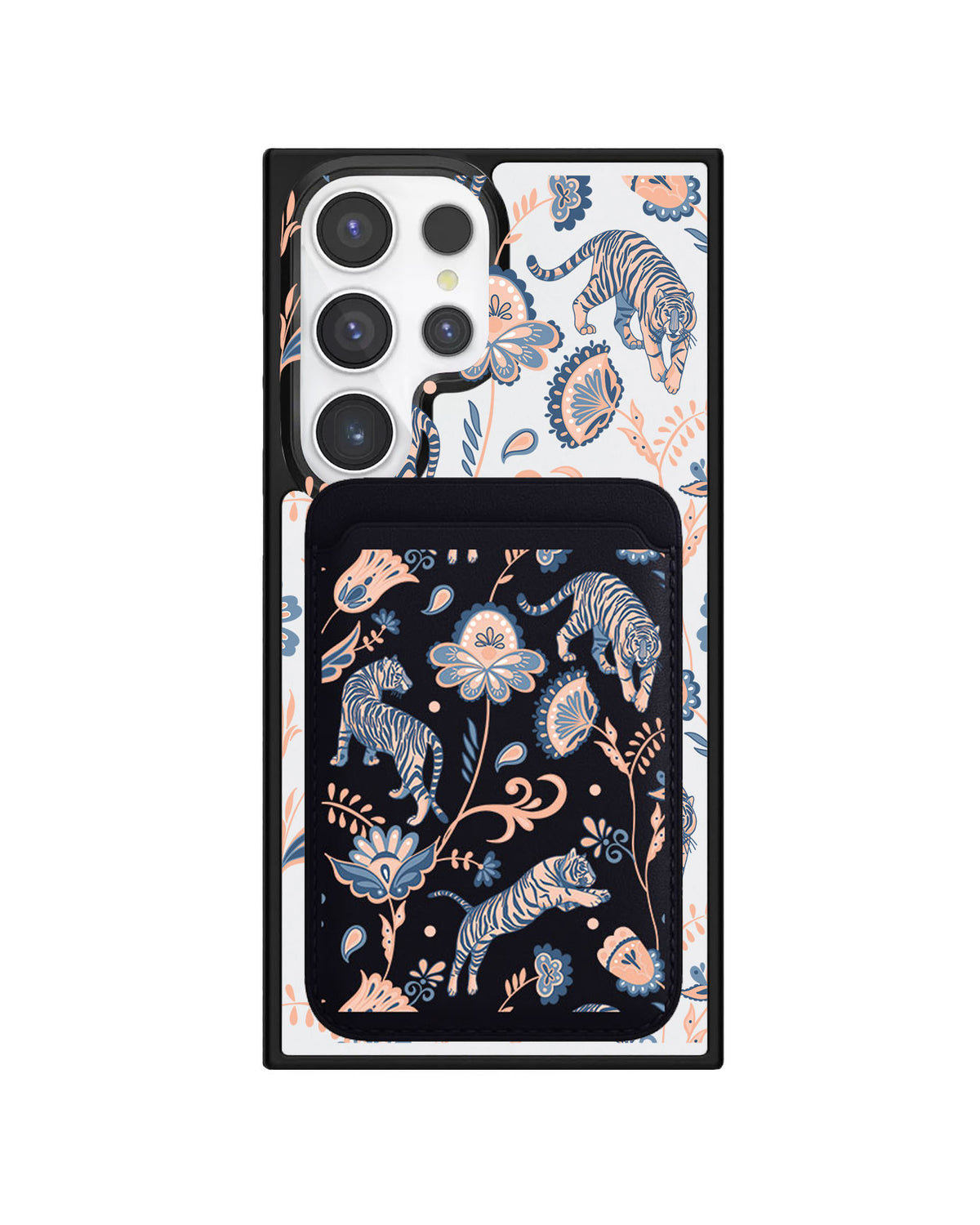 Android Magnetic Wallet Case - Tiger & Floral 5.0