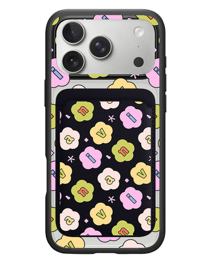 iPhone Magnetic Wallet Case - Flower Petals Monogram 1.0