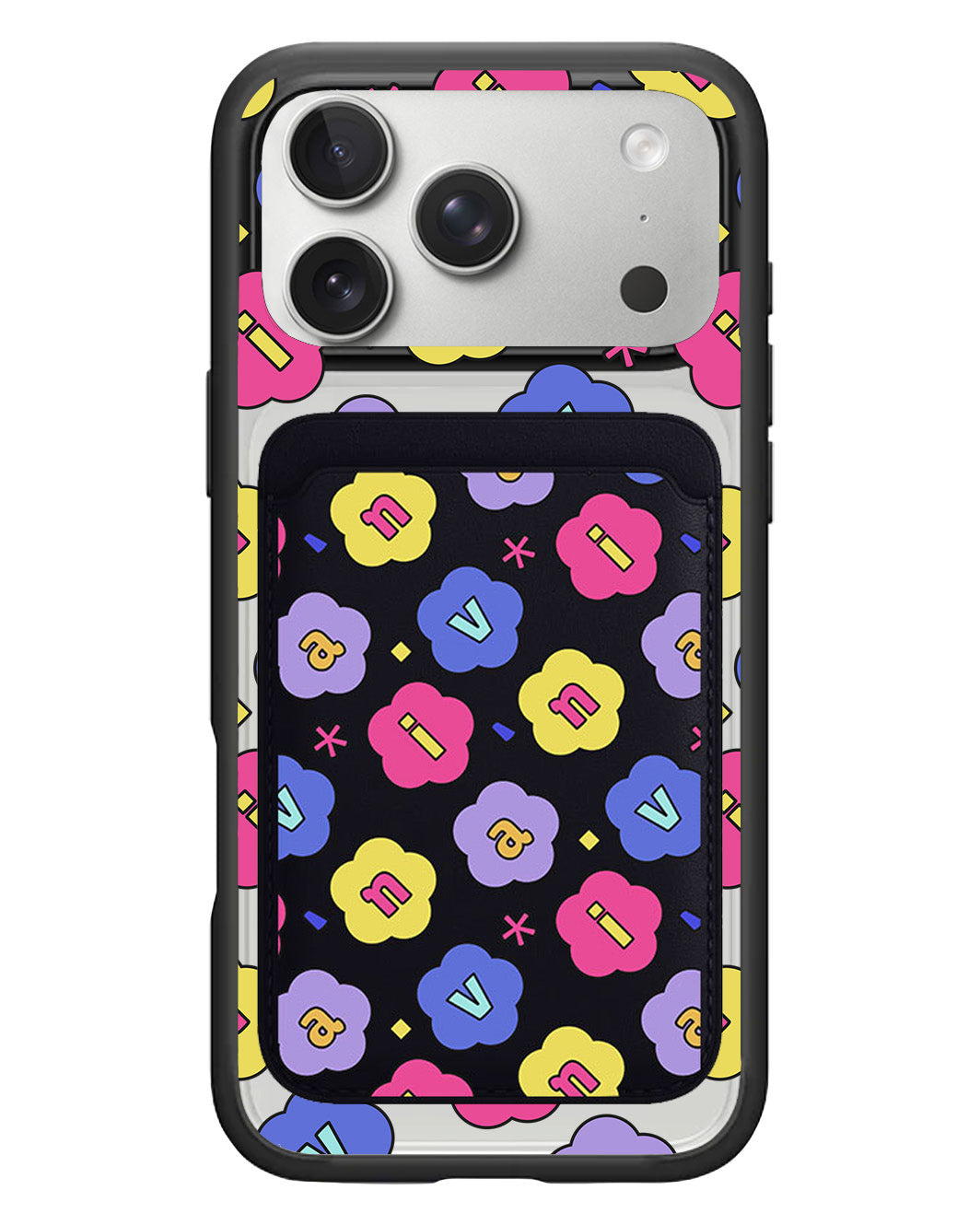 iPhone Magnetic Wallet Case - Flower Petals Monogram 2.0