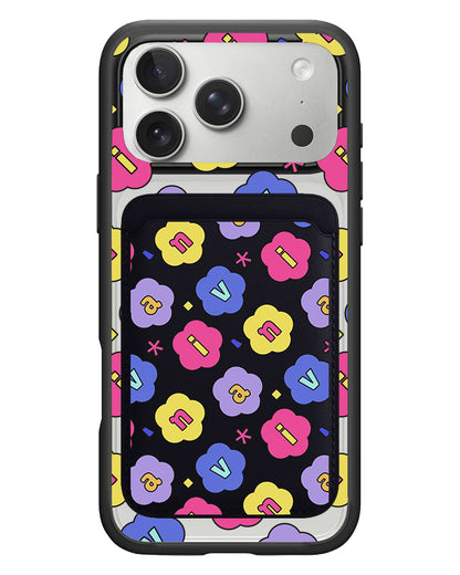 iPhone Magnetic Wallet Case - Flower Petals Monogram 2.0