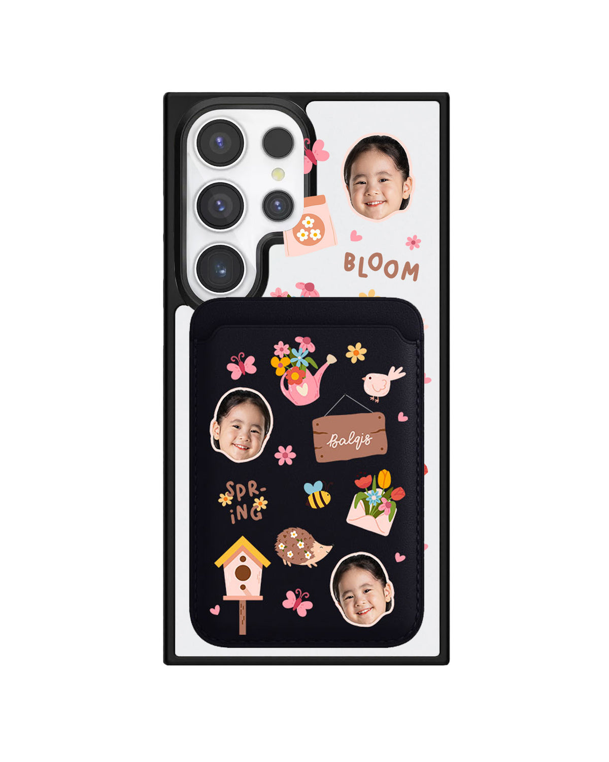 Android Magnetic Wallet Case - Face Grid Spring Bloom