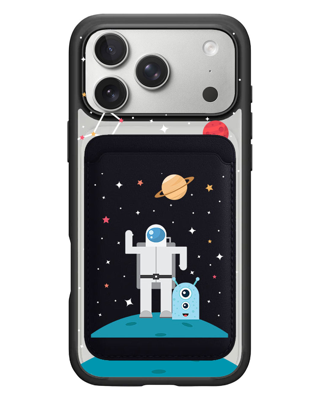 iPhone Magnetic Wallet Case - Blue Alien