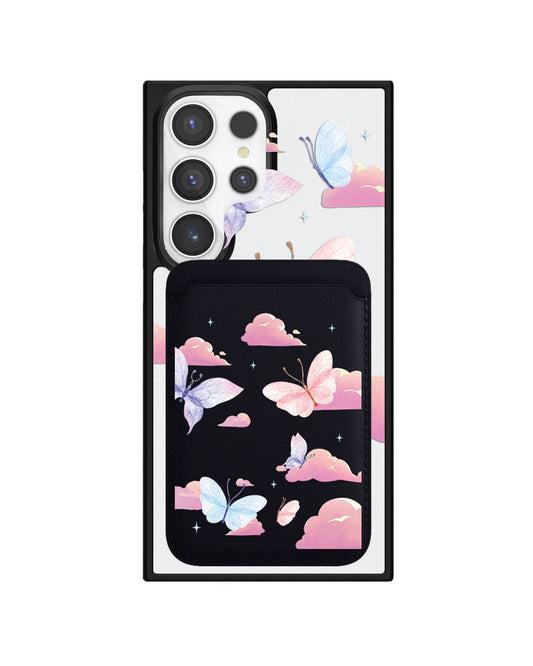 Android Magnetic Wallet Case - Butterfly & Clouds