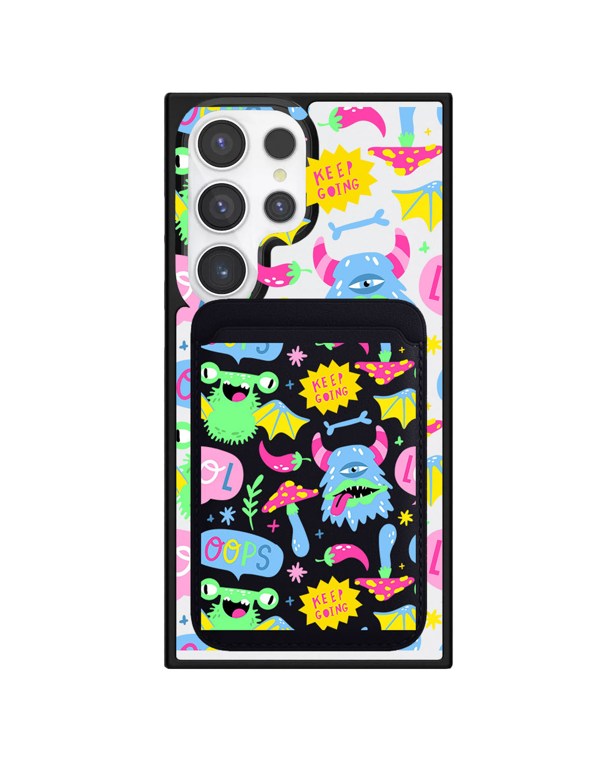 Android Magnetic Wallet Case - Monster Say Keep Going
