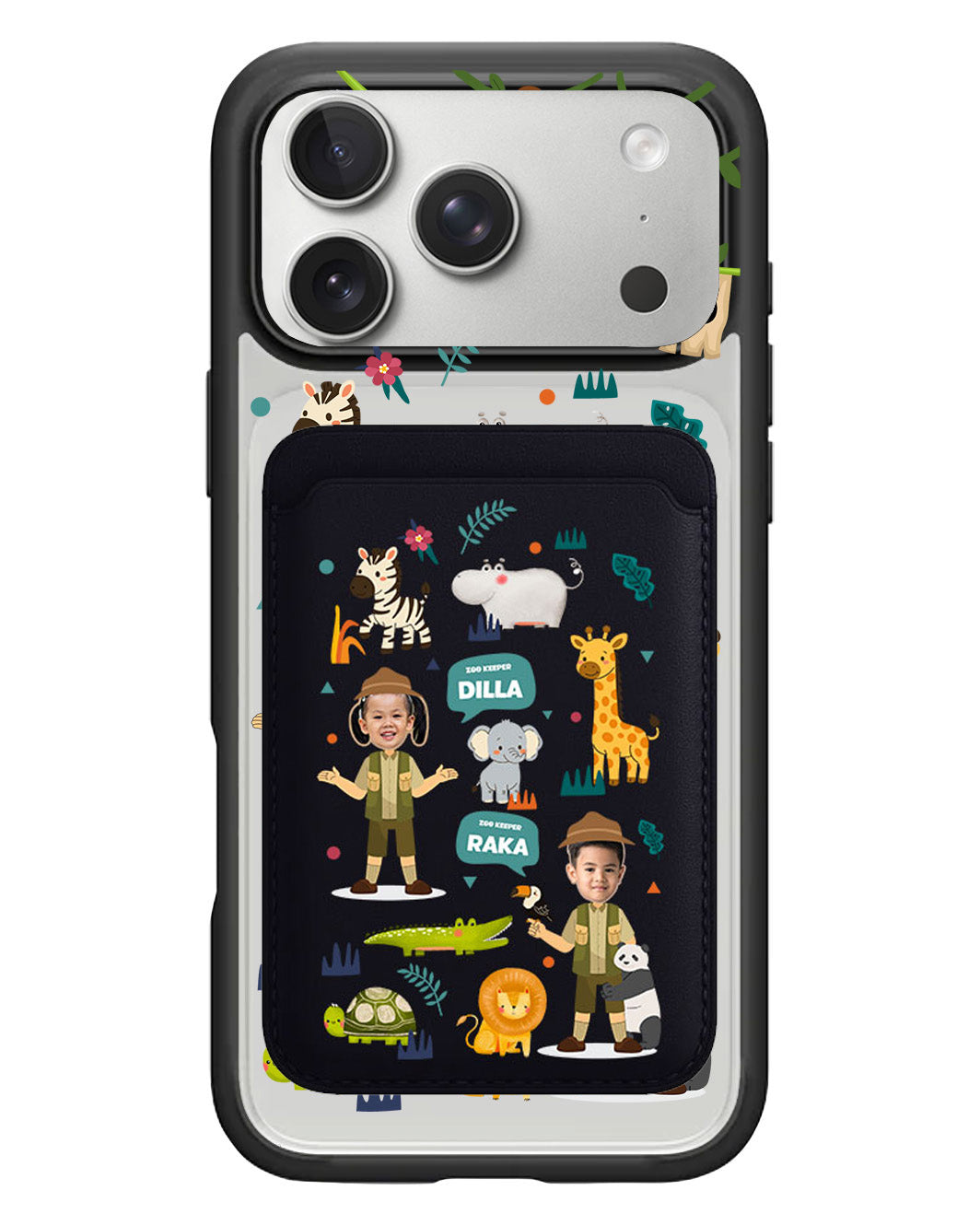iPhone Magnetic Wallet Case - Face Grid Dream Zoo Keeper