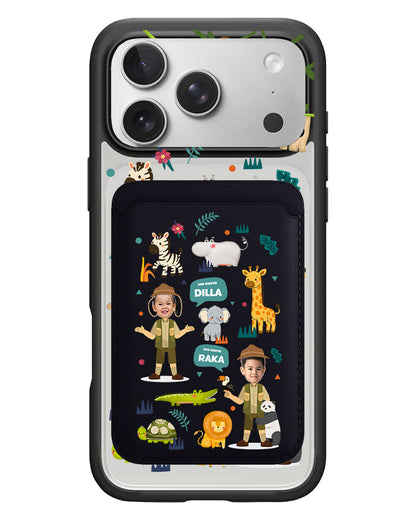 iPhone Magnetic Wallet Case - Face Grid Dream Zoo Keeper