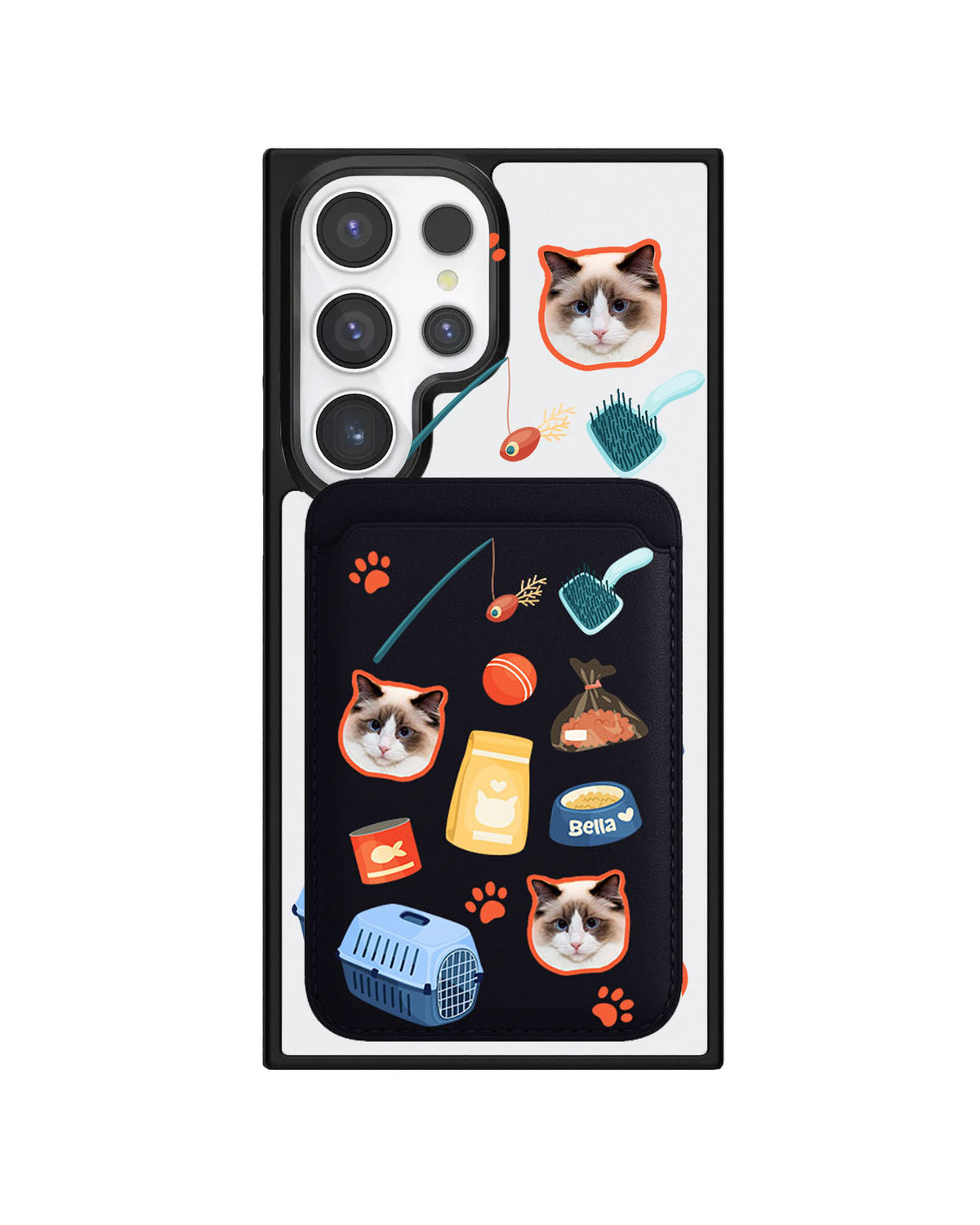 Android Magnetic Wallet Case - Pet Grid Kitty Adventures