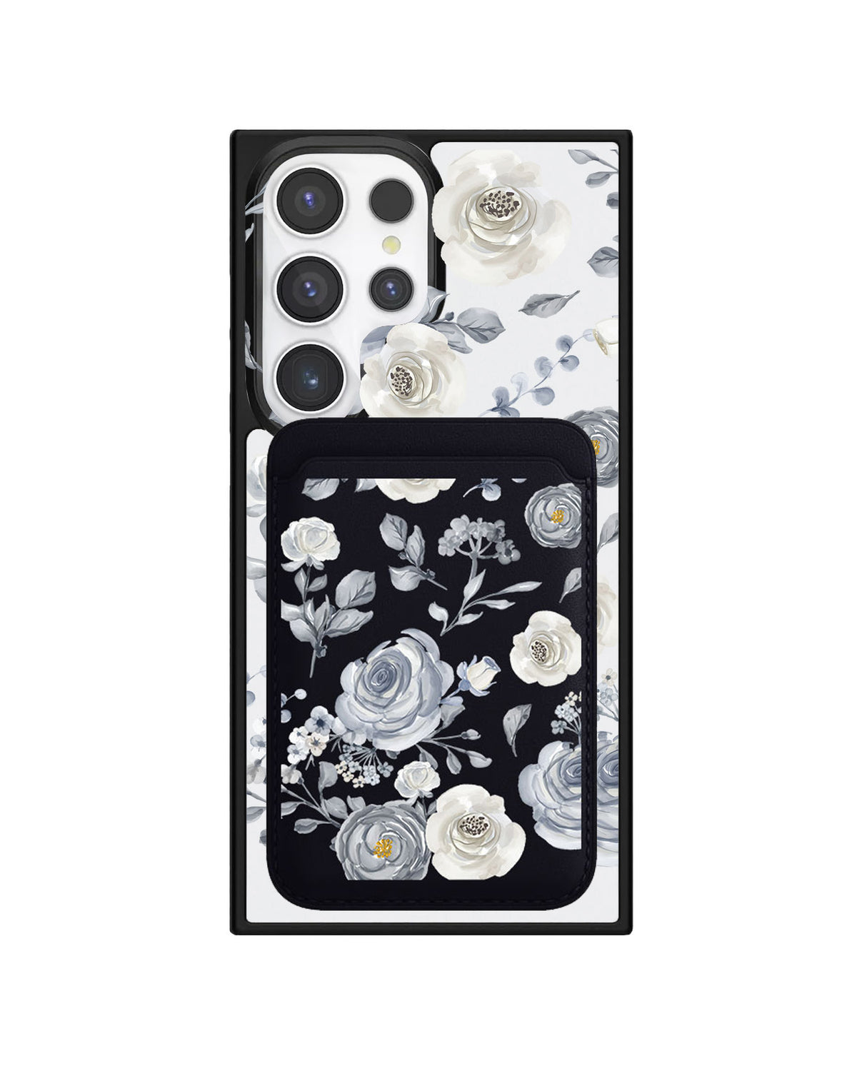 Android Magnetic Wallet Case - Blue Rose
