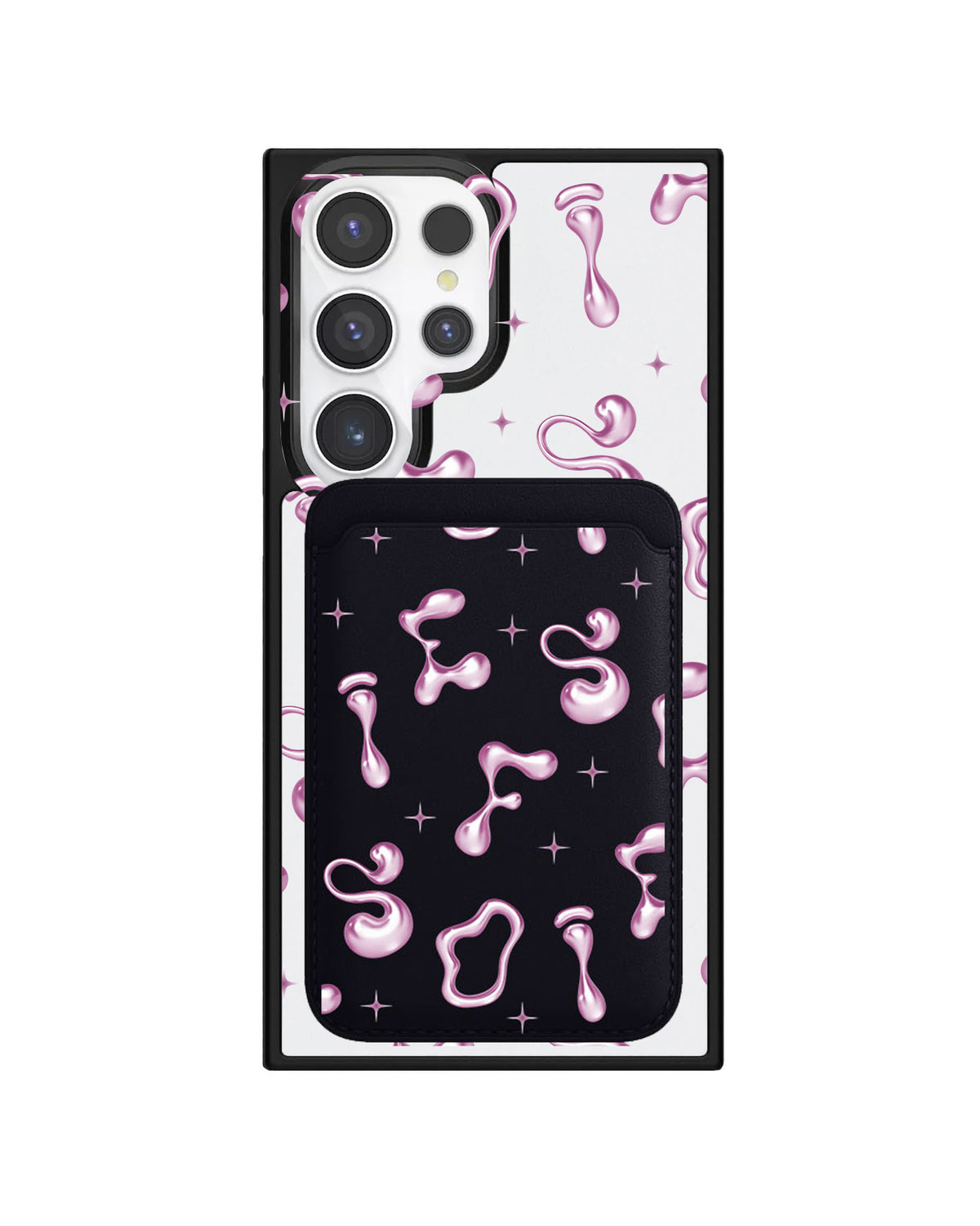Android Magnetic Wallet Case - Pink Chrome Monogram